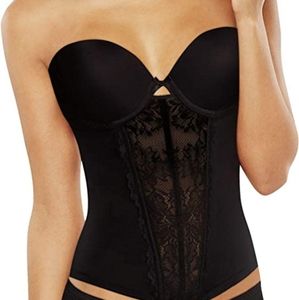 Maidenform 38D strapless bustier corset long line bra great support lace